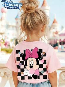 Minnie Mouse Pink Bow One Cute Disney Fresh And Fashionable Round Neck T Shirt For Girls Made Of 100 Cotton Is An Ideal Choice For Daily Wear Vacation Leisure Outdoor Exploration School Life And Shopping Trips It Is A Must Have Item For Summer It Is Also An Excellent Gift For The Same Boy And Girl Every Child Deserves One - Pink - View 2