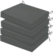 Juego de 6 cojines para sillas de exterior, resistentes al agua, cojines para sillas de patio con lazos, cojines de asiento para exteriores para muebles de patio, 17"x16"x2", azul marino - Beis - Ver 22