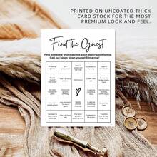 Find The Guest Bingo Game Cards, Baby Shower Bingo Game, Bridal Shower Games, 50 Unique Cards, Minimalist Bridal Shower Bingo, 25Pcs Prefilled Find The Guest Bingo Game Cards, Engagement Party Games For Guests, Minimalist White Wedding Party Supplies - Multicolor - View 5