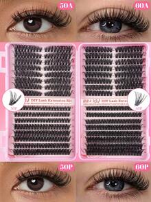 576 pièces 4 styles de faux cils recourbés en forme de D à haute capacité, ensembles de faux cils en grappe DIY, naturels et épais, longs et légers, super doux, réutilisables, faux cils segmentés en pièces uniques, extension de cils, convient pour la vie quotidienne, les mariages, les achats, les danses, les fêtes, les festivals de musique, Halloween, Noël, la rentrée scolaire. - D - Voir 10