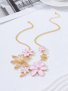 1件欧美夸张菊花设计镂空釉面花卉项链，适合女性日常佩戴和派对场合 - 菊花項鍊 - 查看 8