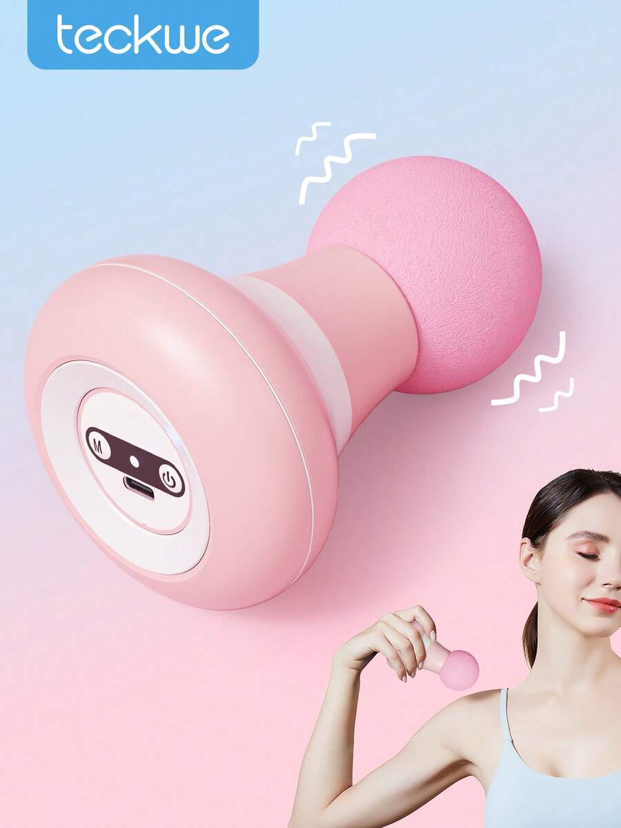 Teckwe Pistol Pijat Mini untuk Relaksasi Otot, Alat Pijat Getar Fascia Gun, Pijat Portabel Senyap untuk Rumah, Kantor, dan Gym, Hadiah Hari Valentine, Warna Pink - Berwarna merah muda - View 1