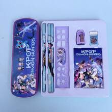 KPOP 女团“猎巫”主题两件套文具套装，包含铅笔、卷笔刀、橡皮、笔记本、尺子，适合办公、书写、生日、派对、返校礼物等场合。 - 彩色 - 查看 8