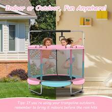 5Ft Leisure Trampoline With Adjustable Gymnastics Pole, Indoor And Outdoor Leisure Trampoline With Safety Fence And Gymnastics Circle - Pink - View 5