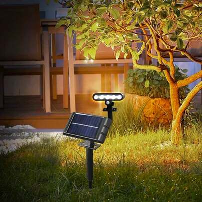 太阳能LED地插灯，适用于户外、庭院、花园、车库、草坪等场所，带运动传感器，白天充电，夜晚自动亮起，太阳能供电景观照明地插灯