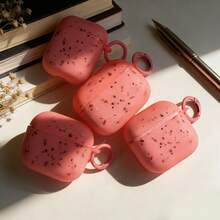 Graffiti Ribbon Design Protective Case Suitable Compatible With Apple Bluetooth Earphones, Anti-Scratch And Drop Protection Case Compatible With Apple Bluetooth Wave Earphone Charging Case - Hot Pink - View 3