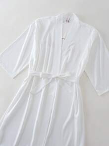 1pc Bride Robe, Women Sleepwear, Wedding Makeup Gown, Bridesmaid Robe - White - View 4