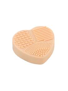 1pc Multi-Color Heart-Shaped Makeup Brush Cleaning Mat, Double-Sided Textured Design, Effectively Cleans Makeup Brushes For Home And Travel Use,Giveaways - Multicolor - View 9
