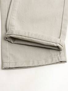 Celana Jeans Denim Gaya Jalanan Young Boy, Warna Medium Wash, Pinggang Dapat Diatur, dan Efek Lusuh. - Krem - View 6