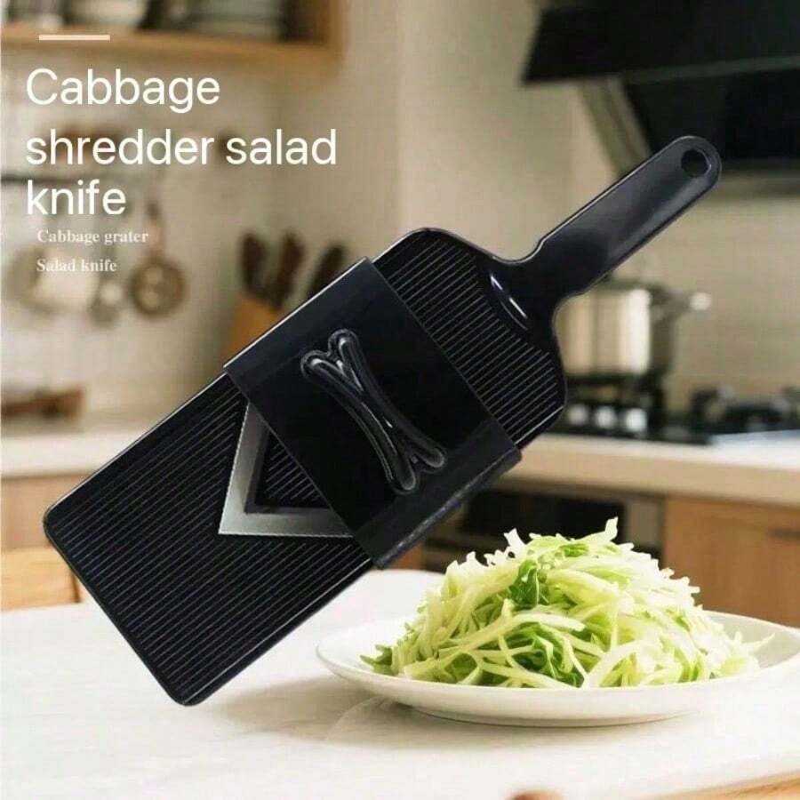 Efficient Multi-Purpose Vegetable Shredder & Cabbage Grater - Durable Plastic Kitchen Tool With Sharp Blades For Salads, Coleslaw, Stir-Fries - Easy To Use, Clean & Store - Ideal Gift For Home Cooks, Cabbage Shredder, Ergonomic Design, Sturdy Construction - Black - View 1