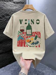 Áo thun nam in họa tiết, thích hợp mặc đi biển mùa hè, dáng rộng tay ngắn. - Màu be - Xem 4