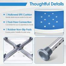 Adjustable Bath Chair Shower Stool Lightweight Bathtub Seat W/ Built-In Handle - B - View 6