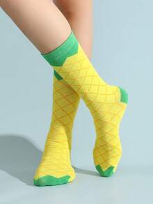 1双多色中筒礼品袜，男女通用情侣礼盒装，柔软冰淇淋图案，创意美食灵感新奇袜子，舒适百搭，适合生日、情人节、复活节、斋月、约会、家庭聚会、派对、节日等场合，独特时尚休闲装 - 彩色 - 查看 7