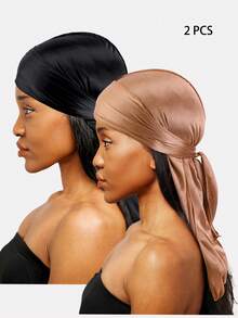 2pcs Faux Silk Satin Pirate Hat With Long Tail, Suitable For Daily Use - 2-piece Set - View 7