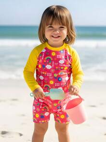 Girls' UV Swimsuit For Beach/Pool – Sun Protection, Ideal For Swimming And Summer - Hot Pink - View 5