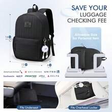 6x13x17 Inch Personal Bag Air Canada Carry On Travel Backpack Underseat Travel Bag Lightweight Laptop Backpack - Black - View 3