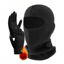 2pcs Set/1pc Balaclava Ski Mask For Men And Women, Winter Face Mask, Shiesty For Skiing, Snowboarding & Motorcycle Ouch Screen Elastic Thermal Knit Lining Warm Gloves For Cold Weather - Multicolor - View 1