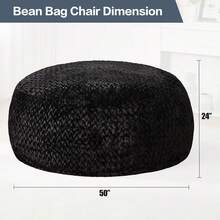 Puf de 2.5 pies con relleno de espuma viscoelástica y cubierta de piel de felpa de  para sala de juegos, sala de estar, recámara (gris) - Negro - - Ver 10