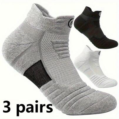 CT TAPESOCKS 3 Pairs Men's Crew Socks, Non-Slip Moisture-Wicking Sports Socks Suitable For Running, Hiking, Gym - Breathable Geometric Design, Grey/Black/White, Athletic Design, Structure, Ideal Choice For Sports Enthusiasts
