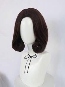 Multi-Functional Deep Brown Wavy Clavicle-Length Wig, Flattering Face Shape, Suitable For Office And Dates - Dark Brown - View 4