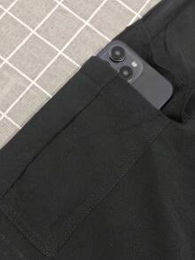 Women's Cargo Shorts With Elastic Waist & Drawstring - 黑色 - 查看 6