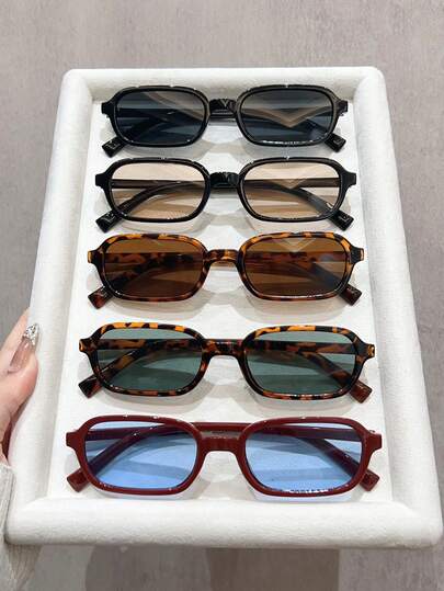 5 Parçalı Günlük Kullanım İçin Dikdörtgen Kadın Gözlük Seti, Minimalist, Plaj ve Seyahat İçin Uygun