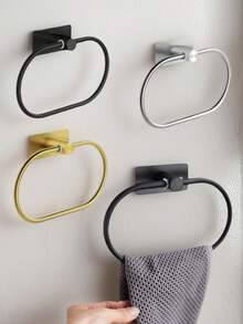 No Drilling Required Stainless Steel Bathroom Towel Ring, For Bathroom Storage And Organization - Towel Ring + Towel Bar - View 7