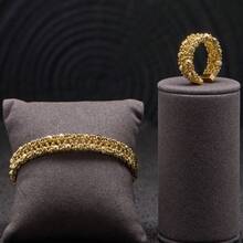 2pcs/Set Gold-Plated V-Shaped Double-Row Pearl & Faceted Copper Bead Elastic Bracelet & Ring Set, Suitable For Daily Wear And Parties - 2-piece Set - View 9
