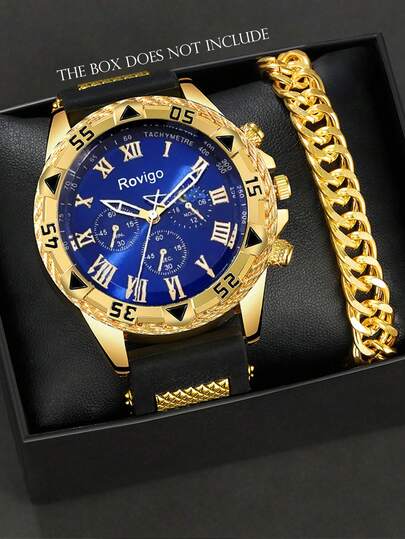 2 piezas Conjunto de relojes de cuarzo casuales para hombres, esfera redonda clásica con números romanos, emparejado con pulsera, regalo perfecto para el cumpleaños o graduación del padre, diseño clásico, material de calidad, movimiento de tres manecillas, regalo corporativo ideal, elegante, sin caja incluida