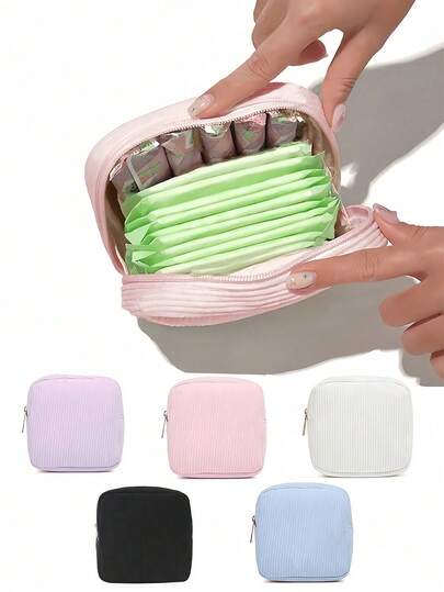 Multi-Color Sanitary Pad Storage Bag, Pink Sanitary Napkin Storage Bag, Large Capacity Minimalist Portable Storage Bag For Storing Tampons, Sanitary Pads And Liners, Essential For Girls, Makeup Bag, Travel, Study Supplies, Travel Makeup Bag, Holiday Essentials