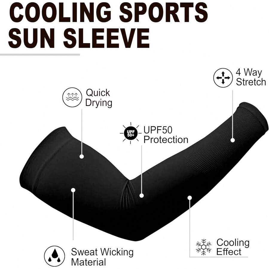 Mangas Uv Protección Para Brazo Seda Hielo Resistente Elástico - Negro - Ver 1