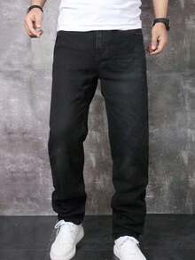 2026 American Retro Loose Straight Leg Jeans For Men,  And Cool High Street Versatile, Heavyweight Washed Black Jeans And Pants - Black - View 2