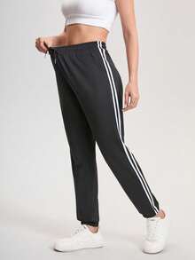 1pc Women's Solid Color Casual Pants With Pockets, Versatile For Daily Wear, Hiking, Traveling, Trekking, Running, Cycling Black Spring Sports - Black - View 6