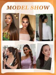 Alipretty #4 Brown Straight Human Hair Ponytail Extensions, Natural Brazilian Lace Clip-In Ponytail For Women - S4 - View 6