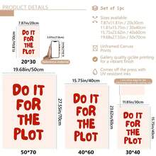 1pc "For The Plot" Red Minimalist Typography Canvas Wall Art, Fashion Girl Art, Inspirational Quote Art, Home Decor, Hanging Canvas - Multicolor - View 5