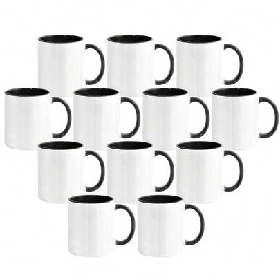 6/12 Pack 11oz Ceramic Coffee Mug, Tazas Para Sublimacion, Sublimation Mugs Blank,Coffee Mugs With Black Color Mug Inner And Handle For Coffee, Tea, Latte, Soup, Milk, Hot Cocoa