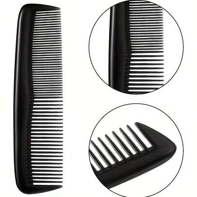 6pcs Pocket Comb Black Durable Round Tooth Exquisite Pocket Beard Comb, Suitable For Men's Hairstyles | Sideburns Travel Portable Symmetrical Design
