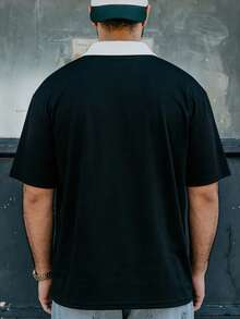 Men's Fashionable Casual Versatile Polo Short Sleeve T-Shirt - Black - View 2