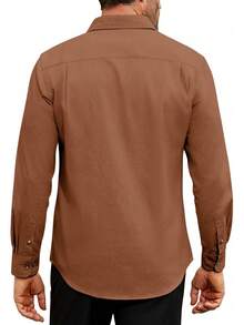 Men's Long Sleeve Flannel Shirt - Casual Cotton Button Down - Xanh lục lam - Xem 5