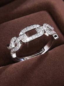 1枚微镶锆石链环，可调节开口戒指，网红同款奢华戒指 - 開口戒指 - 查看 2