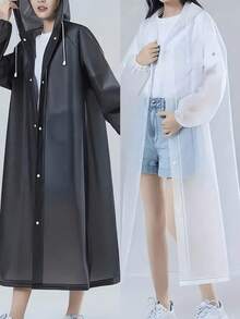 1 pieza Poncho de lluvia reutilizable, hecho de material impermeable de EVA con capucha, diseño de manga larga holgada, conveniente para actividades al aire libre, artículo lindo - Multicolor - Ver 12