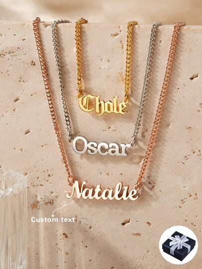 Personalized Minimalist Name Necklace, Custom Various Fonts, Exquisite Gift For Back To School, Winter, Valentine's Day, Mother's Day And More Occasions, Multifunctional, Decorative, Customizable Letters, Fashionable, Colorful, Casual, Cute, Unique, Ideal Gift For Him, Her, Family, Friends, Daughter, Son, Urban Celebration, Modern, Multicolor,