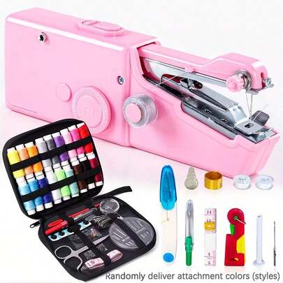 Portable Wireless Handheld Mini Sewing Machine - DIY Automatic Electric Manual Sewing Machine Suitable For Fabric, Clothing, Home And Travel, USB And Battery Powered, Ideal For Beginners, Great Gift For Christmas, New Year Or Birthday (Note: Accessory Color Is Random)