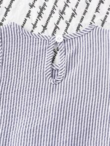 2pcs Baby/Baby GirlCasual Striped Irregular Ruffle Trim Sleeveless Top + Pants Set, Summer Outfit - Grey - View 5