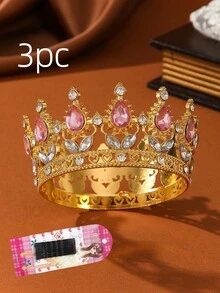 1/3 chiếc Vương miện trang trí bánh sinh nhật bằng pha lê tinh xảo, kích thước 9cm*5cm, thích hợp cho bánh cưới, bánh sinh nhật bé gái, đám cưới và các dịp lễ quan trọng. - Nhiều màu - Xem 11