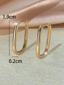 1对女士耳环，经典复古简约几何耳环，光滑质感设计，时尚奢华U型休闲耳环 - 耳圈 - 查看 7
