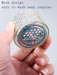 1个专业美甲刷杯，全钻石加厚玻璃洗笔水晶杯带盖网状分层美甲刷清洁杯，返校季，美甲，美甲工具，美甲用品，美甲工具 - 彩色 - 查看 5