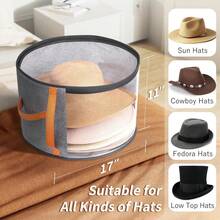 Caja de almacenamiento transparente, organizador de sombreros para armario, funda para sombreros con asas de transporte, bolsa para sombreros - por defecto - Ver 4