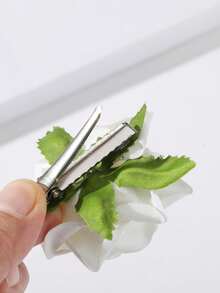 2pcs Fashionable & Elegant Faux Rose Flower Hair Clips - White - View 5