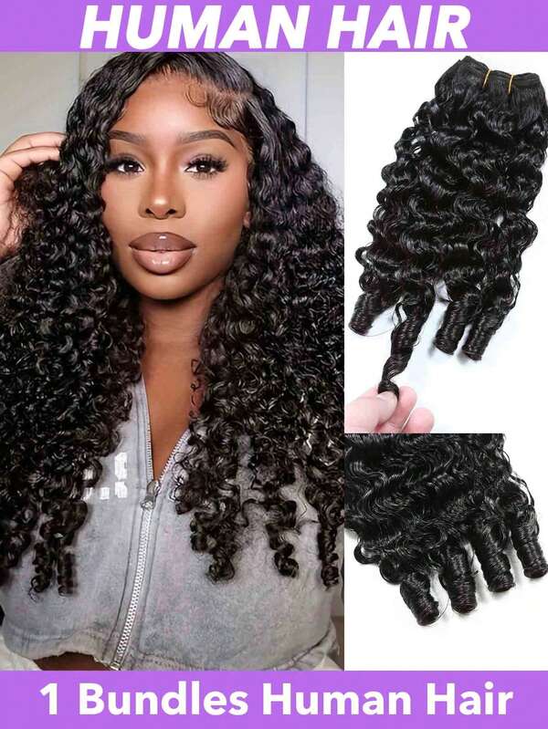 1pc Burmese Curly Human Hair Bundles 14 16 18 20 22 Inch Curly Bundles Unprocessed Burmese Raw Hair Extension Real Human Hair Natural Color Extensions Virgin Hair Kinky Curly Bundles Water Human Hair Bundles Human Hair Pixie Curls,Spiral End,High Quality For Women, 45g/Bundle